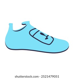 Sapato azul de ciclismo em design plano. Calçado de bicicleta e tênis de fitness. Ilustração vetorial isolada.