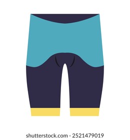 Pantalón corto de ciclismo azul en diseño plano. Ropa de ciclismo, pantalones apretados textiles. Ilustración vectorial aislada.