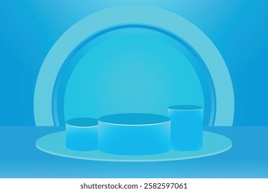 Blue cylindrical product design display