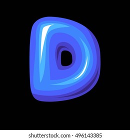 blue d on black