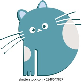 blue D shaped cute cat cartoon