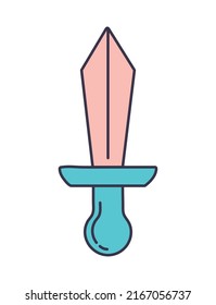diseño de daga azul sobre blanco