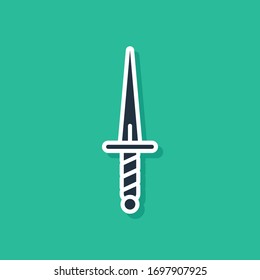Icono de Blue Dagger aislado en fondo verde. Icono de cuchillo. Espada con hoja afilada. Ilustración vectorial