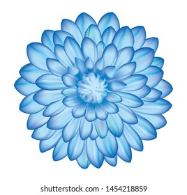 Blue dahlia flower with shiny petals isolated on white background in vector illustration