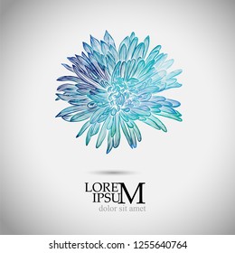 Blue Dahlia Flower. Vector