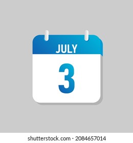 Blue daily calendar Icon July in a Flat Design. Easy to edit Isolated vector Illustration.