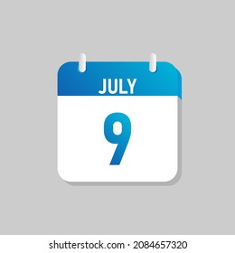 Blue daily calendar Icon July in a Flat Design. Easy to edit Isolated vector Illustration.