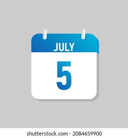 Blue daily calendar Icon July in a Flat Design. Easy to edit Isolated vector Illustration.