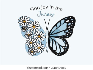 blue daisy flower butterfly flower design