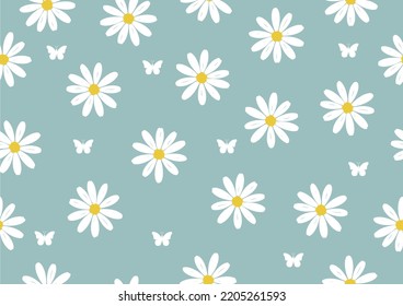 blue daisy flower hand drawn design vector