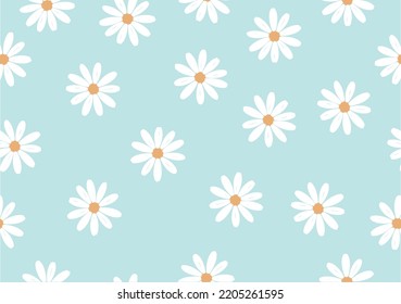 blue daisy flower hand drawn design vector