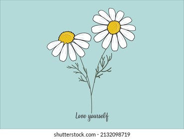 blue daisy flower vector hand drawn