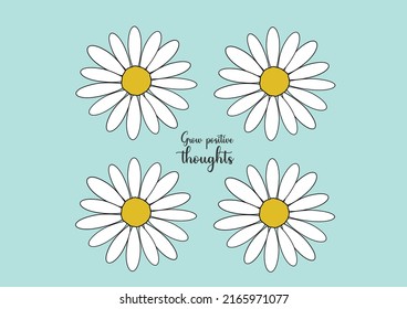 blue daisy flower vector hand drawn design
