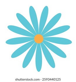 Blue daisy flower with yellow core