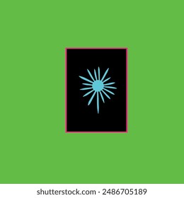 blue daisy on front of pink and black card
