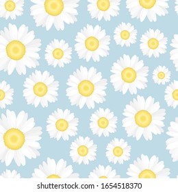Blue Daisy Pattern. Floral, Spring Style.