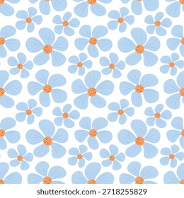 Padrão sem emenda margarida azul. Fundo floral bonito, flores azuis. Azulejo floral, impressão de tecido