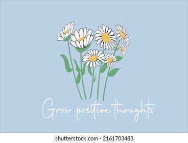 blue daisy vector art hand drawn design 