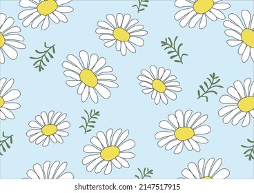 blue daisy vector hand drawn 