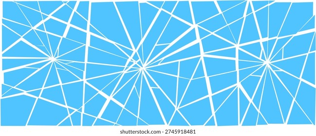Azul dañado textura rota. Fondo de efecto de vidrio roto Grunge. Patrón de explosión de múltiples líneas agrietadas. Fragmentos de triángulo fracturado, piezas, concepto de fragmentos. Ilustración de escombros de Vector
