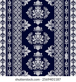 Blue Damask Seamless
Pattern - Vector Illustration for Elegant Textile
Design 