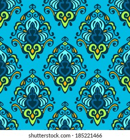 blue damask seamless vector design