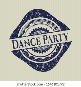 Blue Dance Party distress rubber stamp with grunge texture