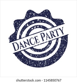 Blue Dance Party distressed rubber seal with grunge texture