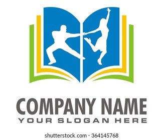 blue dancing book logo image