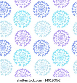 Blue dandelion flowers seamless pattern