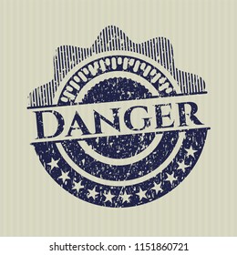 Blue Danger distressed grunge stamp