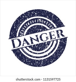 Blue Danger distressed rubber grunge seal