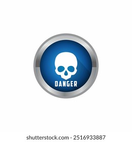 blue Danger Sign Vector Icon Button