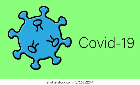 Blue dangerous infectious deadly respiratory coronavirus pandemic epidemic, covid-19 microbe virus on green background