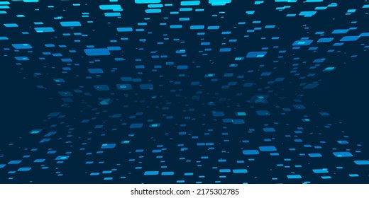 Blue Dark 3D Squares Overlaying Geometric Shapes Pattern, Abstract Futuristic Vector Background, Texture Design, Template with Copyspace, Place, Room for Your Text