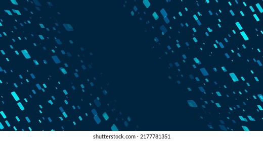 Blue Dark 3D Squares, Overlaying Geometric Shapes, Patterned Slanted Walls - Abstract Futuristic Vector Background, Texture Design, Template With Copyspace, Place, Room For Your Text