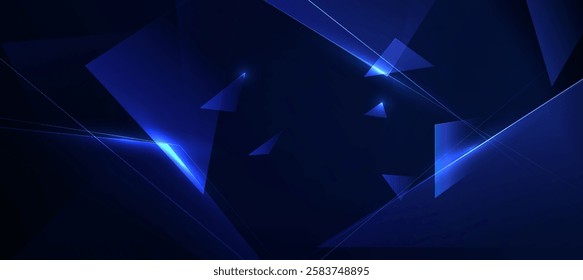 blue with dark abstract background, polygon elegant background and banner business product presentations