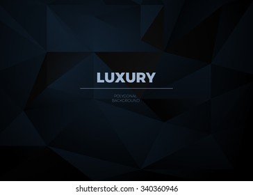 Blue dark abstract geometric background with triangular polygons. Vector luxury illustration for technology presentations, website background.