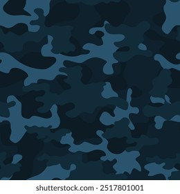 
blue dark camouflage pattern, vector illustration