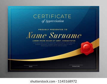 blue dark certificate template design