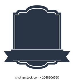 blue dark color silhouette with heraldic square and ribbon in lower side