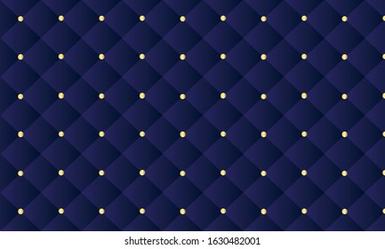 Blue dark elegant retro pattern with small gold dots. Elegant leather, fabric texture. Vector illustration