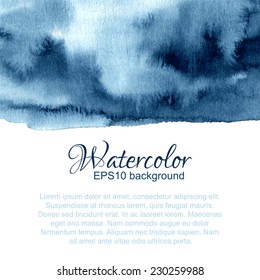 Blue dark elegant winter watercolor gradient top abstract frame.