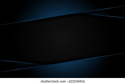 Blue dark frame and grille background abstract vector illustration