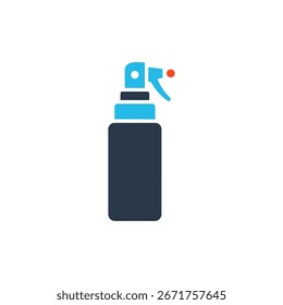 A blue and dark gray spray bottle with a red dot, isolated on a white background.