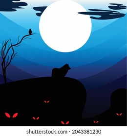 blue dark Halloween background ilustration 