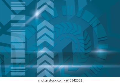 Blue dark industrial vector background. Abstract arrows modern technology futuristic template.
