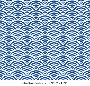 Blue and dark blue Japanese style wave pattern