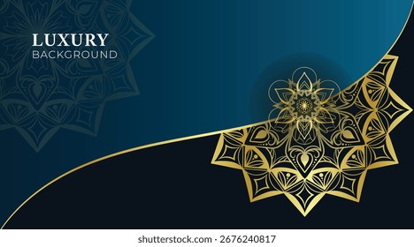 Blau Dunkel Luxus Mandala Hintergrund goldenes arabeskes Muster Arabisch Islamischer Osten Stil. Ramadan-Hintergrund