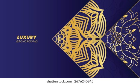 Azul Oscuro Fondo de mandala de lujo patrón arabesco dorado Estilo árabe islámico del este. Antecedentes del Ramadán